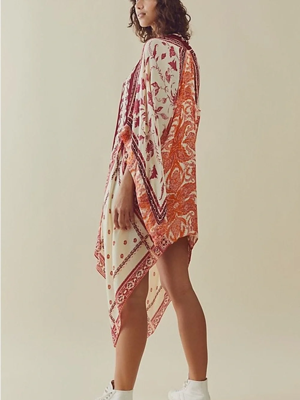 NWT Free People Cream Multi Kiss The Sky Butterfly Kiss Kimono One Size